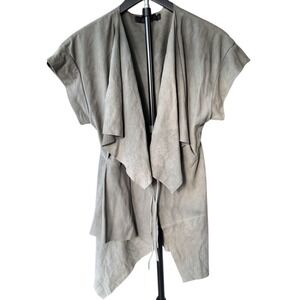 Stella & Jamie Womens 100% Goat Leather Draped Waterfall Jacket Lagenlook S